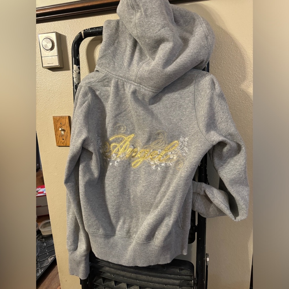 Victoria Secret Zipper sweatshirt, L, cute detail with angel on back